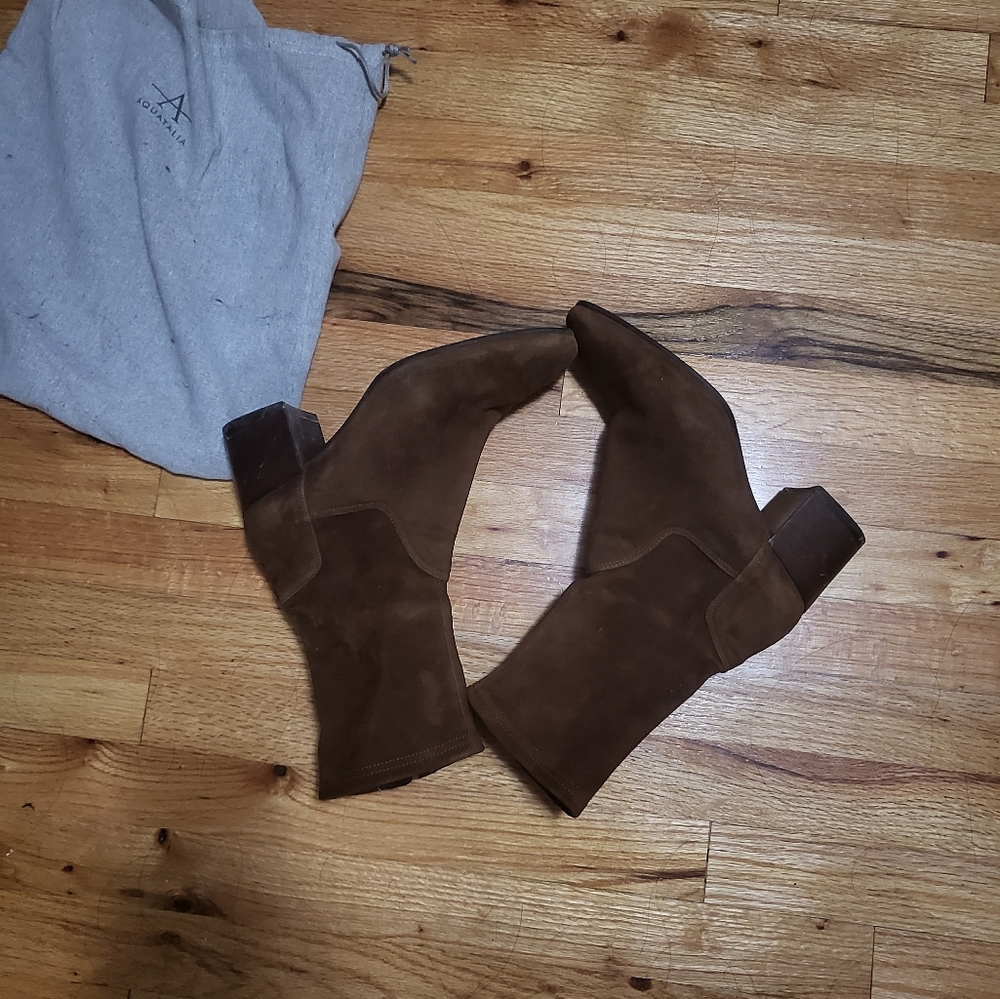 Aquatalia Tia chocolate brown sock boots weatherproof - waterproof